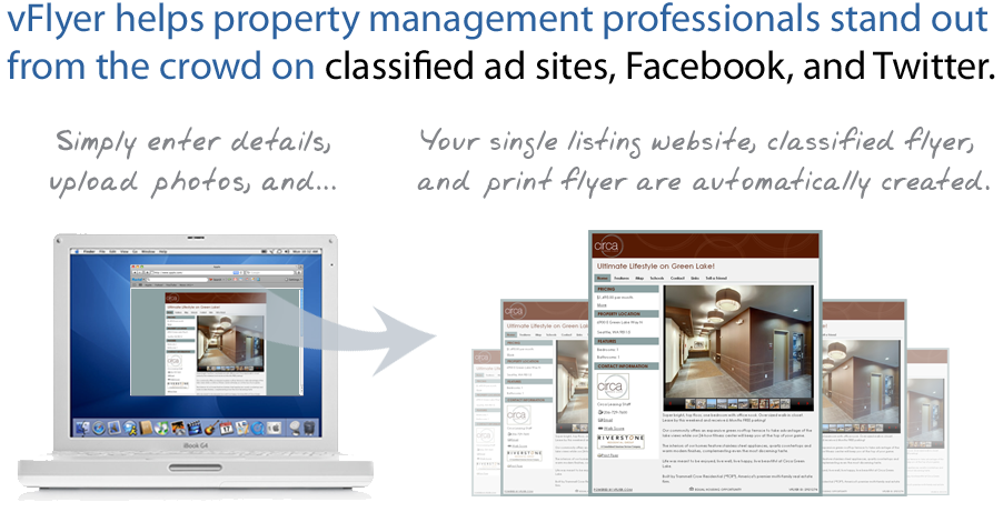 vFlyer helps property managers stand out from the crowd on sites like Facebook, Twitter